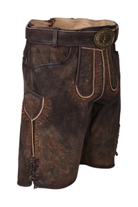 Pantalones Cortos Bávaros de Cuero de Gamuza con Bordado para Hombre, Cintura Media, Estilo Trachten, para Oktoberfest - Product Image 4