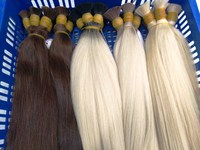 Cheveux humains vierges Remy en vrac colorés, cuticules alignées, ondulation naturelle, 8-40 pouces, pour perruques et extensions, pointes épaisses, lisses, prix abordable