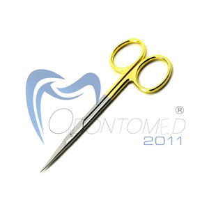 Tijeras Quirúrgicas Odontomed 2011 de Alta Calidad con Certificación CE, Tijeras para Iris T.C. con Anillo Dorado, Hoja Afilada Dentada de Acero Inoxidable - Product Image 4