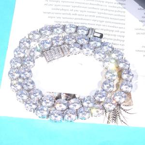10mm Round Brilliant Cut Moissanite Diamond <b>Tennis</b> Chain <b>Necklace</b> In 925 <b>Silver</b> Iced Out Hip Hop Jewelry For Men At Low Price - Product Image 6