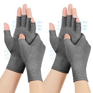 Breathable Half-Finger Sports Gloves with Compression Hand Wrist Support <b>Hook</b> Loop Closure for Arthritis Patients - Product Image 1
