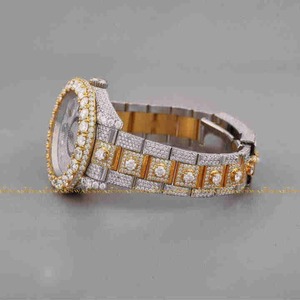 Reloj Cronógrafo para Hombre Estilo Hip Hop, Totalmente Adornado con Diamantes Cultivados en Laboratorio, Corte Brillante, Claridad VVS, Diamantes Brillantes, Acero Inoxidable, Miyota Analógico - Product Image 2