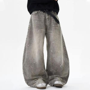 Jeans Anchos Grises Deslavados Vintage para Hombre, Jeans Casuales Y2k, Jeans de Algodón Grueso para Hombre, Ropa Urbana - Product Image 2