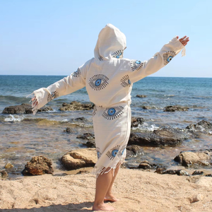 Albornoz turco de algodón con capucha bata negligé secado rápido manga larga suave mujeres hombres buena calidad hogar Sauna playa tamaño opción - Product Image 4