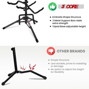 5 Core <b>Guitar</b> Stand Adjustable Triple <b>Guitars</b> Stands Floor w Neck Holder for Acoustic Electric Bass - Product Image 5