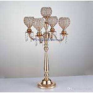 Cristal et métal or rose poli classique nouveau modèle candélabre qualité exclusive grande taille table éclaircissant chandelier - Product Image 1