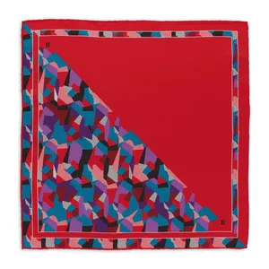 Elegant Italian Pocket Square - Printed Twill 100% Silk Palladiana Bright Red - Elevate Your Look With Style