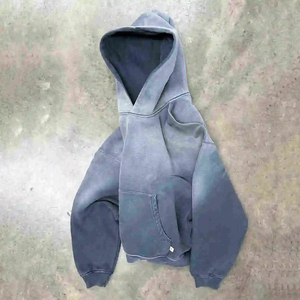 Sudadera con Capucha Oversize de Algodón 100% French Terry, Estilo Vintage, Personalizada, para Otoño, de Alto Gramaje, Lavado Ácido, Gris con Bordado, 500 Gsm - Product Image 2