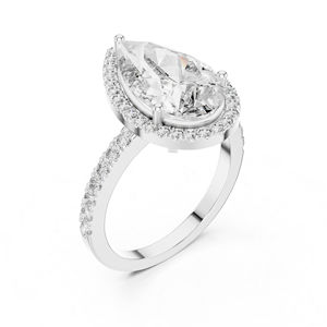 Anillo de Oro Blanco de 14K con Diamantes Cultivados en Laboratorio en Forma de Pera y Redondos para Mujer |   Anillo de Lujo con Certificado IGI de 4.47 Ct |   Diamante Cultivado Nuevo - Product Image 4