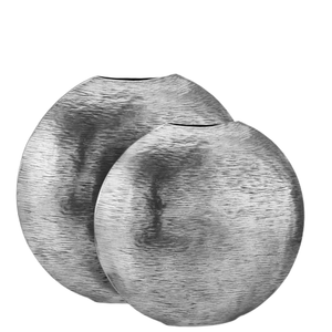 Unique Metal Decorating Handmade Round Shape Silver Finishing Aluminium <b>Flower</b> <b>Vase</b> Set of 2 Different Sizes <b>for</b> <b>Sale</b> - Product Image 1