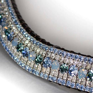 Bande de sourcils d'étoile en cuir marron noir teint à la main de haute qualité, forme droite finition de luxe, bande de sourcils de cheval en cuir avec 1 rangée d'étoiles - Product Image 4