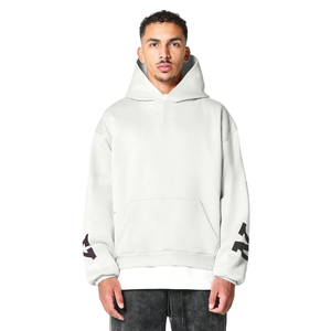 Sudadera con capucha blanca personalizada de alta calidad para hombre Boxy Fit Kangaroo Pocket Organic Terry Fabric Logo Print XS Winter Hooded Top - Product Image 1