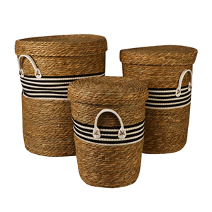 Cesta de almacenamiento de jacinto de agua de primera lista Precio barato Cesta organizadora al por mayor para lavandería Cestas de almacenamiento de alta calidad de Vietnam - Product Image 1