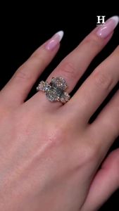 Luxury Massive Oval Cut Lab Grown Diamond Engagement <b>Ring</b> Heavy Cluster Side Stone Statement <b>Cocktail</b> <b>Ring</b> - Product Image 1