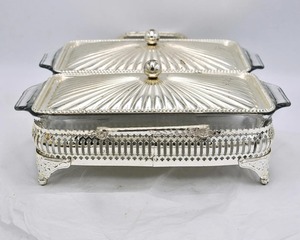 Plat à gratin double en argent plaqué luxe, adapté pour la restauration, la restauration familiale et les occasions spéciales, provenant d'Inde - Product Image 5