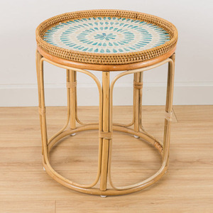 Table à thé décorative en rotin Tables basses en forme de cercle bon marché Mobilier d'intérieur fabriqué par de grands artisans - Product Image 1