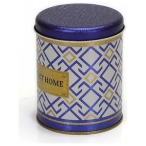 Récipient rond de stockage d'aliments en étain avec lignes géométriques sur fond rouge de 90x110mm avec couvercle coulissant de 0,6 L Design à motif sans couture - Product Image 3