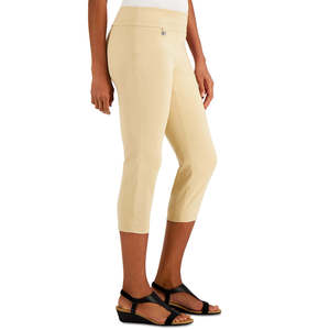 Pantaloni Capri da Donna Alfani, Taglia 8, Marrone, a Vita Alta, Stile Pencil, Traspiranti, con Controllo Pancia, Modello Pull-On - Product Image 3