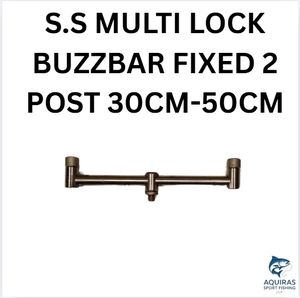 Buzzbar de bloqueo múltiple de acero inoxidable fijo Diseño de dos varillas disponible en 30 cm a 50 cm Ideal para uso de cápsulas de caña de pescar de carpa - Product Image 2
