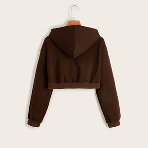 Best Selling Women's Hooded Embroidered <b>Crop</b> <b>Top</b> Hoodie for Street Style Breathable Slim Fit Wholesale Supplier - Product Image 4