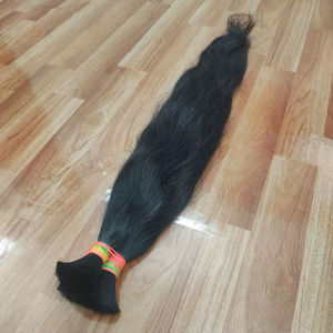 Cabello Humano Virgen Indio Liso Natural 100% Sin Procesar, Cutícula Alineada, a Granel para Extensiones - Product Image 1