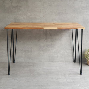 HBWD024 Wooden Computer <b>Desk</b> 120x60cm Tram Wood with Hairpin Legs and Iron Base Elegant 120x60cm Wooden <b>Workstation</b> - Product Image 4