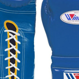 Gants de boxe à lacets Winning Bleu Or Cuir véritable de qualité supérieure Gants de boxe professionnels pour l'entraînement et la compétition 8oz - Product Image 6