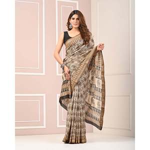 Sari estampado Chanderi modelo Banarasi, blusa india de georgette pesado, vestido modal de red, salwar kameez suave, lehenga estilo pakistaní. - Product Image 3