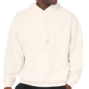 Sudadera con capucha de gran tamaño de algodón 100% clásicos para hombre, ropa de abrigo informal de invierno con cordón térmico pesado, blanco - Product Image 4