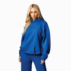 ชุดวอร์มผ้า65% มีฮู้ดสำหรับสตรีผ้า35% ผ้าฝ้ายโพลีเอสเตอร์โอเวอร์ไซส์ใส่สบายออกแบบโลโก้ได้ตามต้องการ - Product Image 4