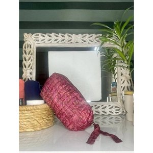 Set of 3 Portable Silk Floral Persian Paisley Hand Block Print for Toiletry Travel Cosmetic Wash <b>Bags</b> Assorted Shaving Kits - Product Image 3
