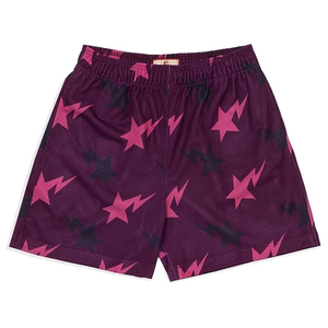 2025 Custom Biker OEM Full Print Double Layer <b>5</b> <b>Inch</b> <b>Inseam</b> All Blank Mesh Casual <b>Shorts</b> Zipper Pockets Anti-Wrinkle Solid - Product Image 2