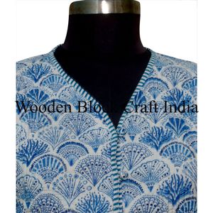 Magnifique veste courte matelassée vintage en coton biologique 100 % tricoté et imprimé pour femme, style bohème, écologique, hiver - Product Image 3