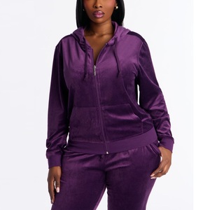 Ensemble de survêtement décontracté en velours d'hiver pour femmes, avec logo personnalisé, vêtements de sport d'usine, vente en gros, deux pièces - Product Image 4