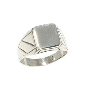 Bague Chevalière Rectangulaire en Argent Sterling 925, Gravée sur Mesure, Faite à la Main, Bijoux Turcs pour Mariage et Fêtes - Product Image 1