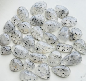 เกรด AAA คุณภาพสูงจุดสีดำควอทซ์ Cabochon ธรรมชาติทำด้วยมือจี้สร้อยคออัญมณีหินหลวมจำนวนมากทำเครื่องประดับ - Product Image 2