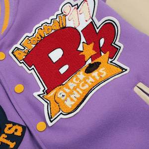 Blouson d'université en laine avec manches en cuir de haute qualité pour automne et hiver - Product Image 4