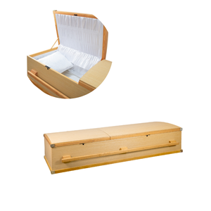 Poignée de couvercle en arc pliable en bois naturel conçue au Vietnam Cercueil Style américain DSP LTD Équipement funéraire pour adultes européens - Product Image 1
