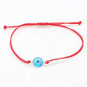 925 Sterling Silver <b>Bracelet</b> with <b>Red</b> Cord and Glass Eye for Gift Occasions - Product Image 2