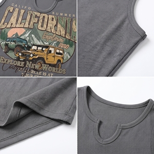 Explorer Summer Tank <b>Top</b> Women's Cotton Scoop Neck Casual Printed Design Breathable Knitted Front Logo OEM ODM - Product Image 3