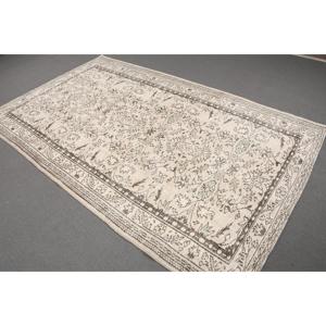Tapis vintage 5,1x8,2 pieds, grand tapis turc, tapis en laine blanc patchwork - Product Image 1