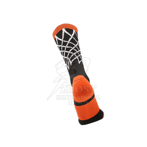 Black <b>Orange</b> Solid Crew Sports <b>Socks</b> with Cuff Logo Knitted Breathable Quick Dry for Football Basketball Training - Product Image 5