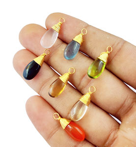 Pierre précieuse lisse cornaline 15x7mm en forme de goutte de poire en Vermeil doré enveloppé de fil de pierre précieuse minuscule pendentif pour la fabrication de bijoux et de colliers - Product Image 6