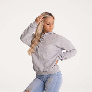 Drop Shoulder Custom Grey Women's Essential Oversize Hoodie Anti-Wrinkle And Breathable Hoodies For Woman Workout Zip Up Hoodie - Product Image 6