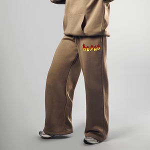 Pantalones de pierna ancha de invierno de gran tamaño con logotipo bordado personalizado OEM/ODM, ropa informal de lana de poliéster/algodón de alta calidad a la cadera - Product Image 6