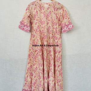 Hermoso vestido floral de algodón con estampado de bloques Vestido para ropa informal Vestido con estampado de bloques a mano - Product Image 5