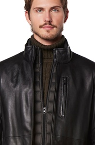 Elegante y funcional chaqueta de cuero original para hombre con cremallera asimétrica chaqueta de moto - Product Image 5