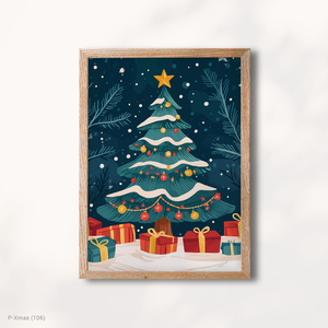 Đêm xanh đậm hiện đại Cây giáng sinh nghệ thuật vải cao cấp với khung gỗ sẵn sàng để treo - Product Image 1