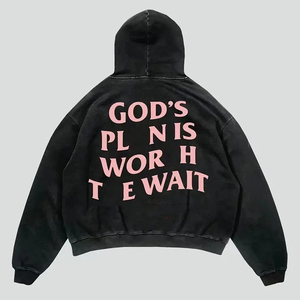 Streetwear personnalisé de haute qualité sweat à capuche brodé en molleton de coton surdimensionné pour hommes - Product Image 6