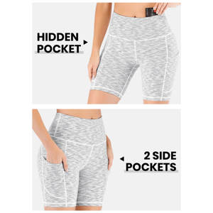 Femmes taille haute jambe large sans couture Yoga Booty Shorts contrôle du ventre Fitness athlétique entraînement course Super doux Gym Shorts - Product Image 5